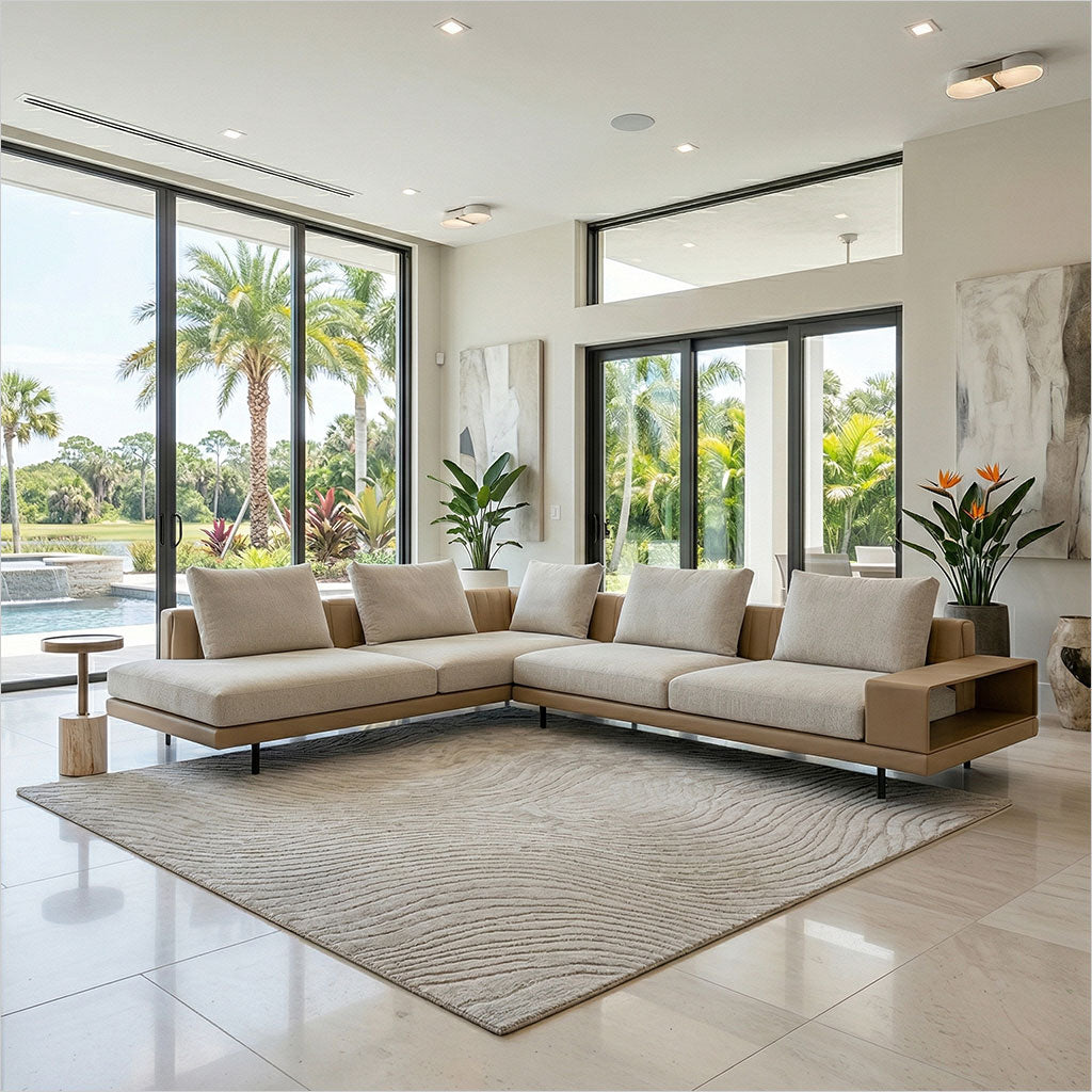 Twist Sectional - Beige Fabric