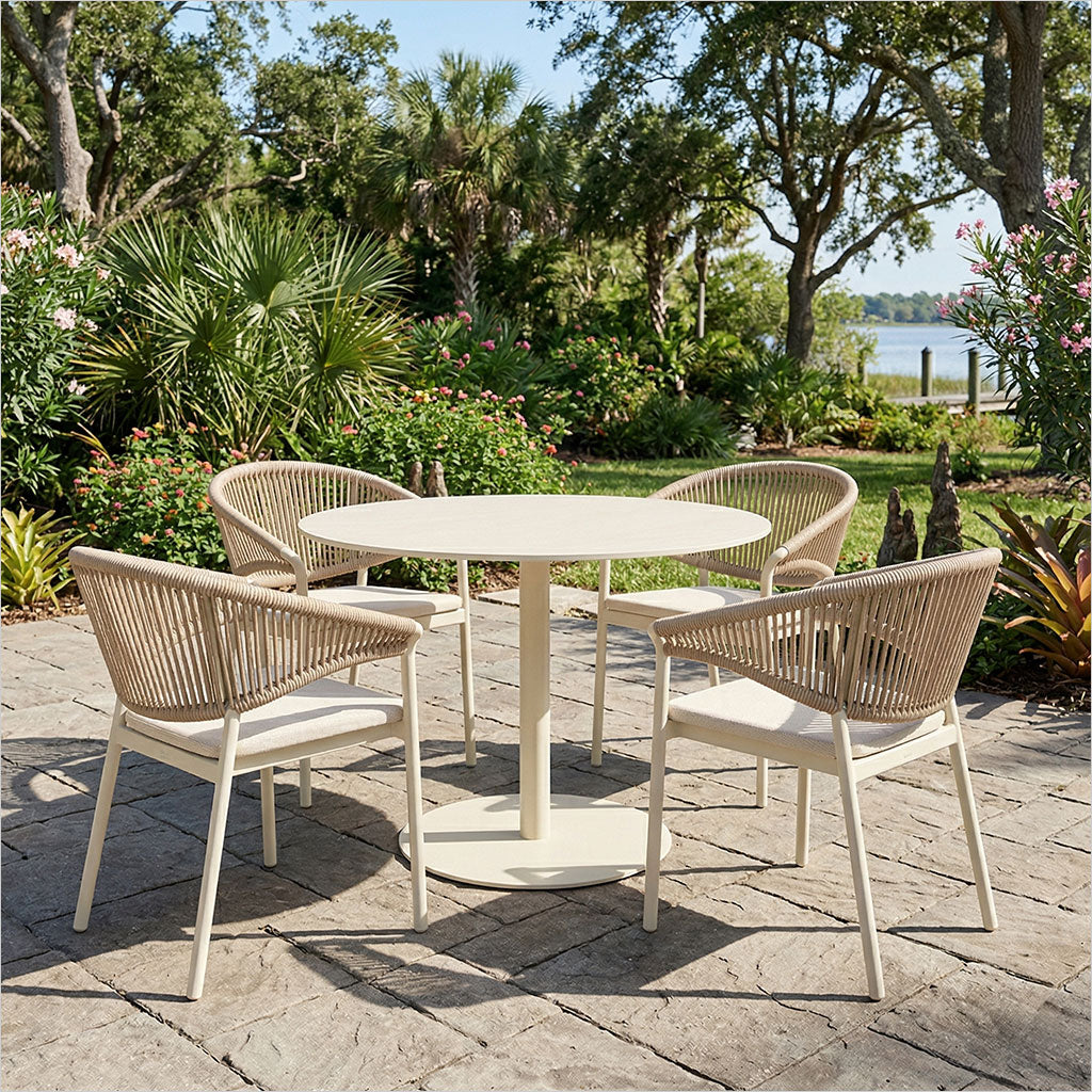 Eva Pedestal Table - Ivory Sintere