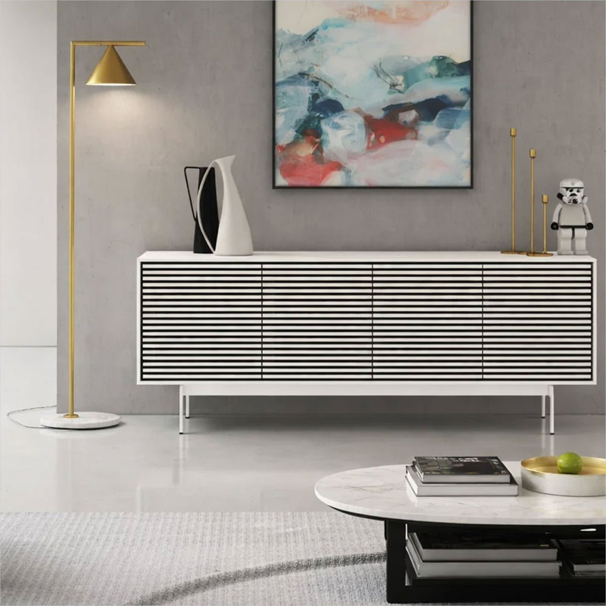 Align 7479 Media Cabinet - White - Console Base