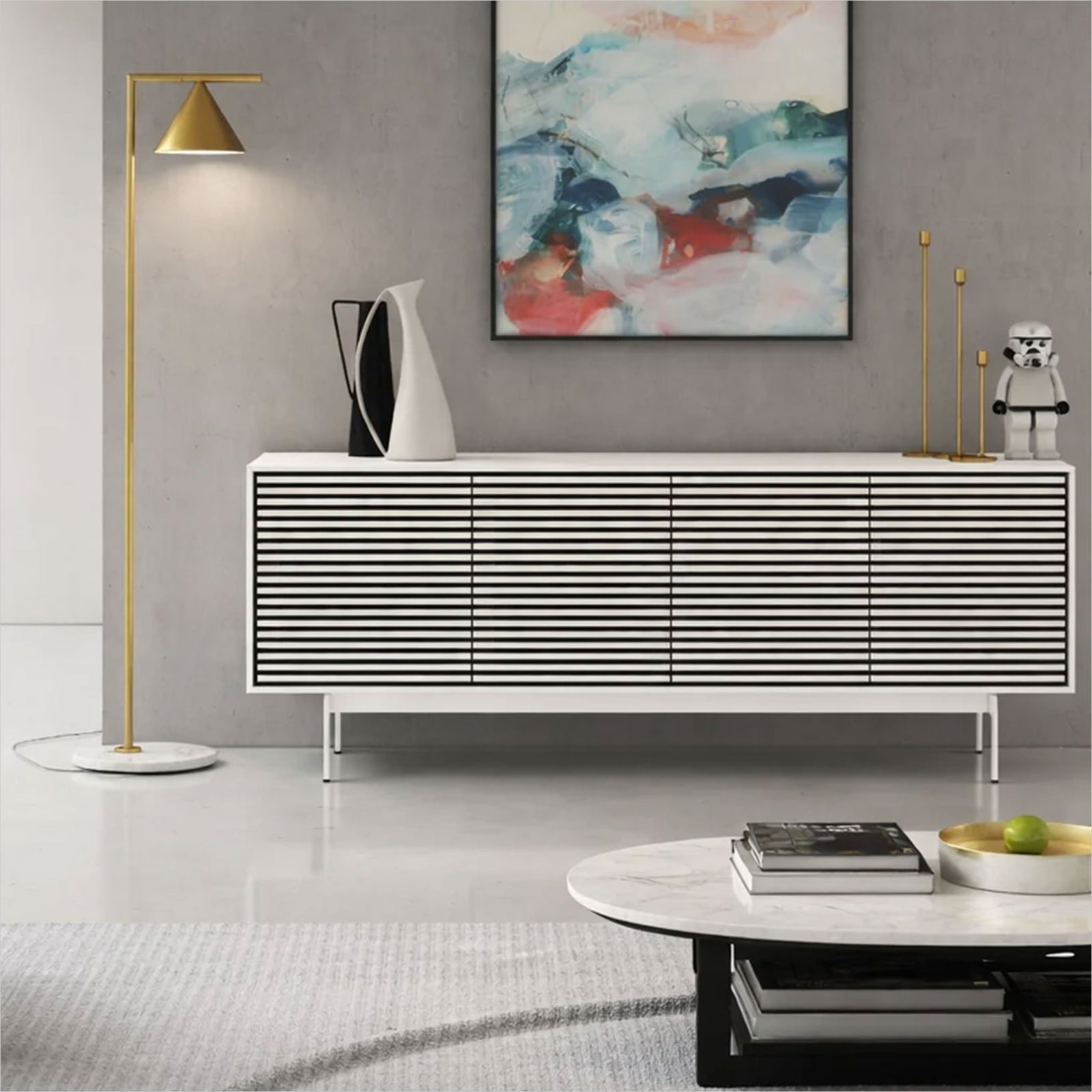 Align 7479 Media Cabinet - White - Console Base