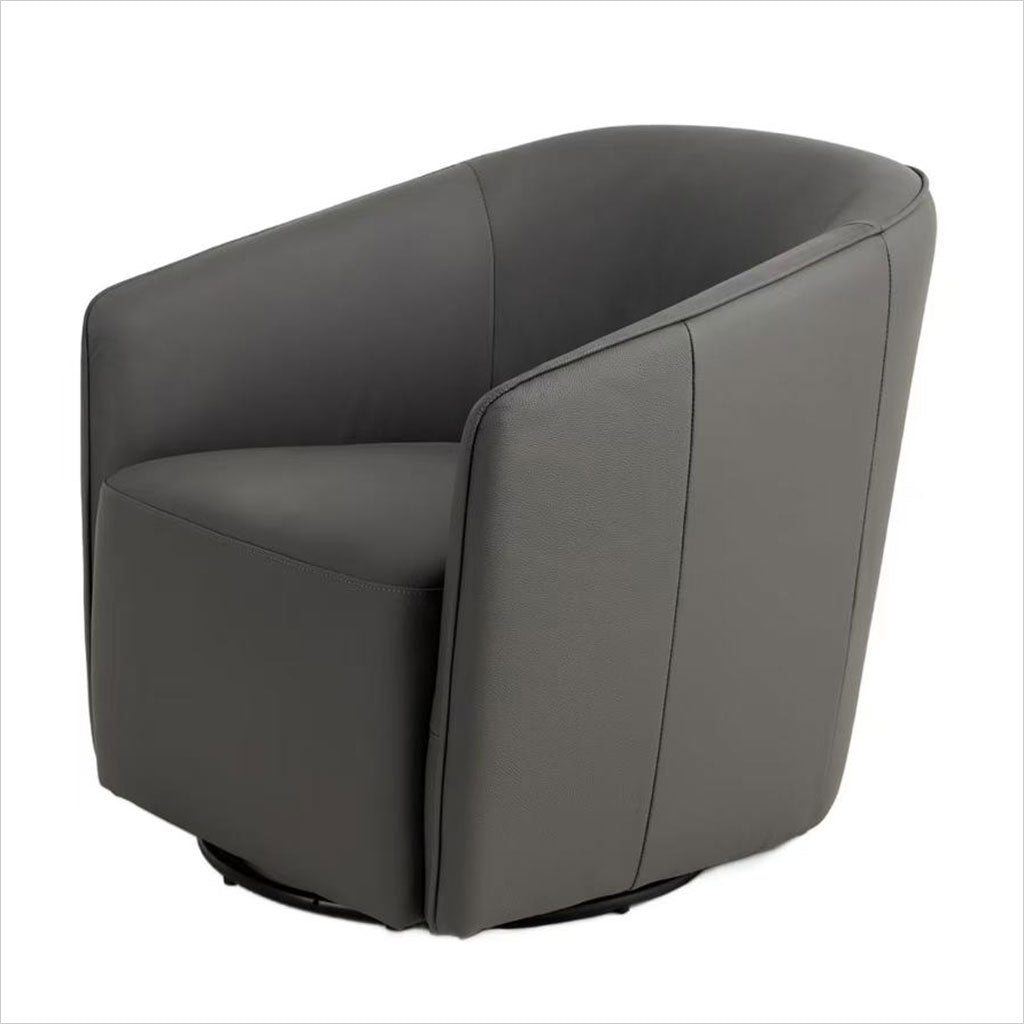 Regent Swivel Armchair - Graphite Leather