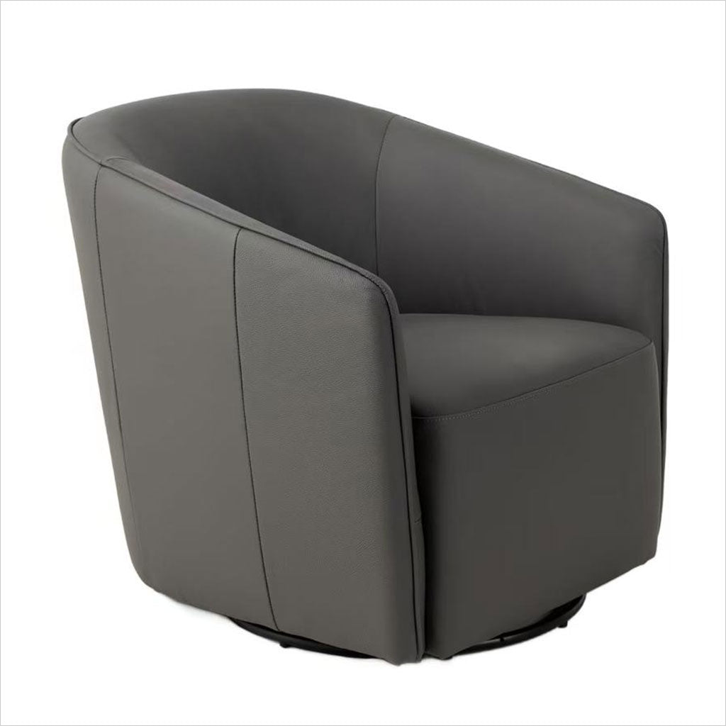 Regent Swivel Armchair - Graphite Leather