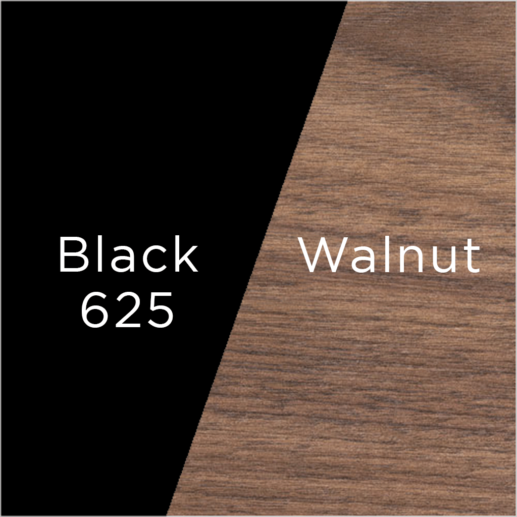 Black leather 625 and walnut swatch