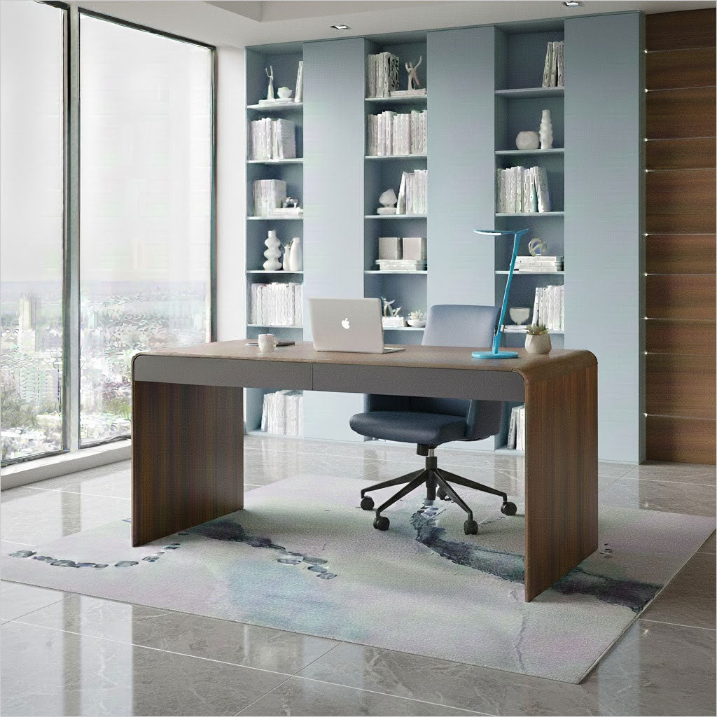 walnut and grey lacquer desk