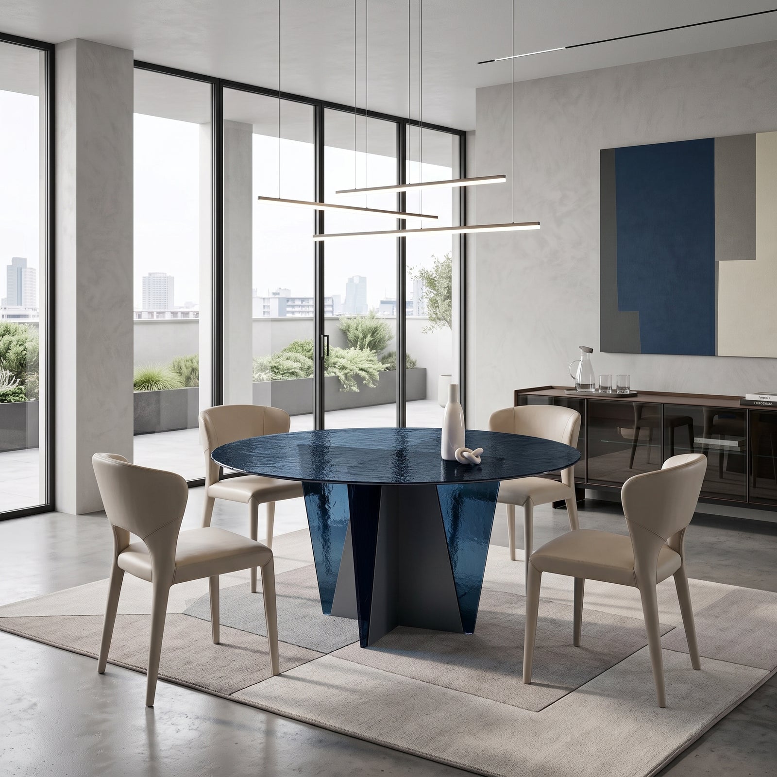 Fuso Round Dining Table - Deep Blue