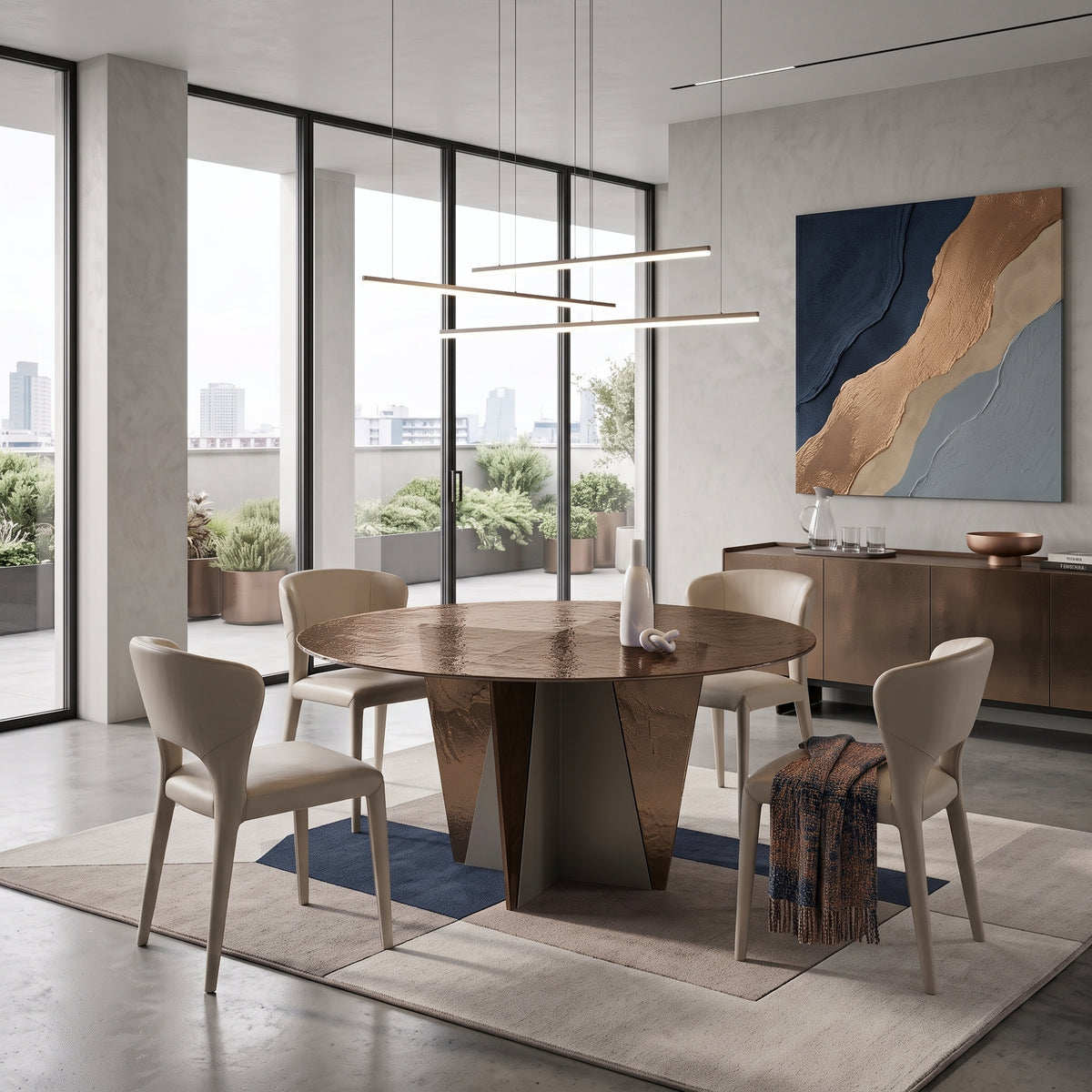 Fuso Round Dining Table - Champagne