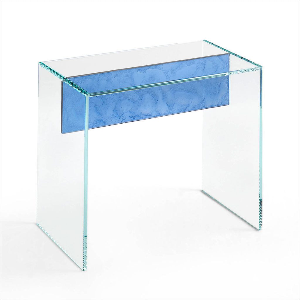 Luigina End Table - Clear Glass with Blue
