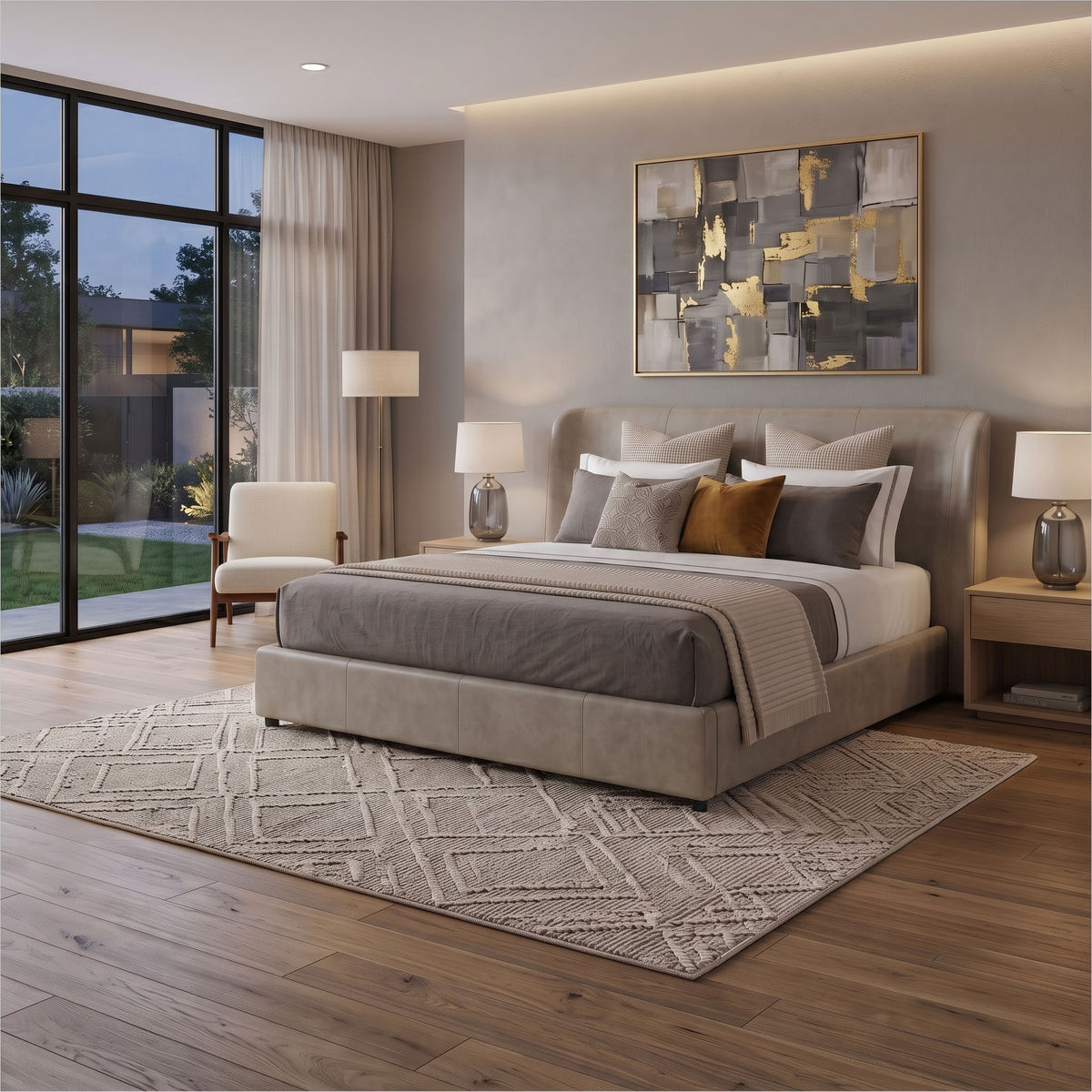 Anderson Bed - Finch Slate Leather