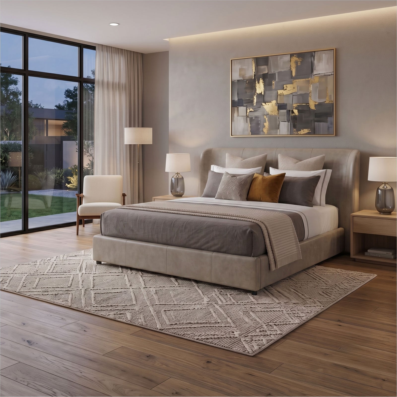 Anderson Bed - Finch Slate Leather