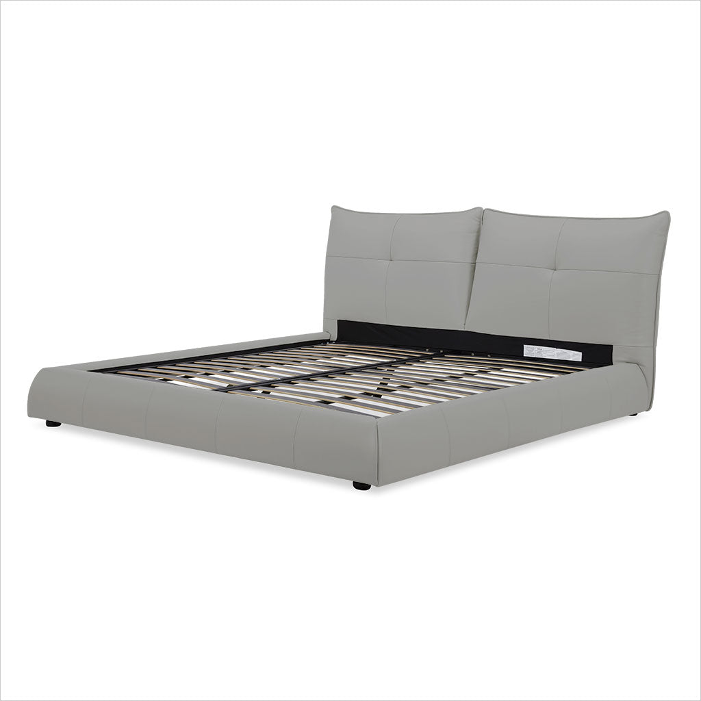 Lago Leather Bed - Grey