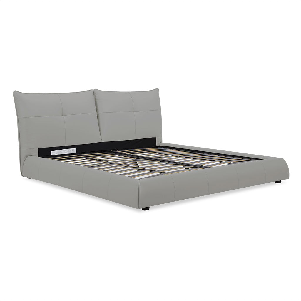 Lago Leather Bed - Grey