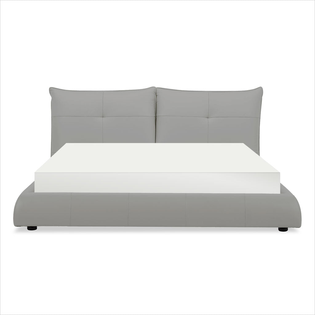 Lago Leather Bed - Grey