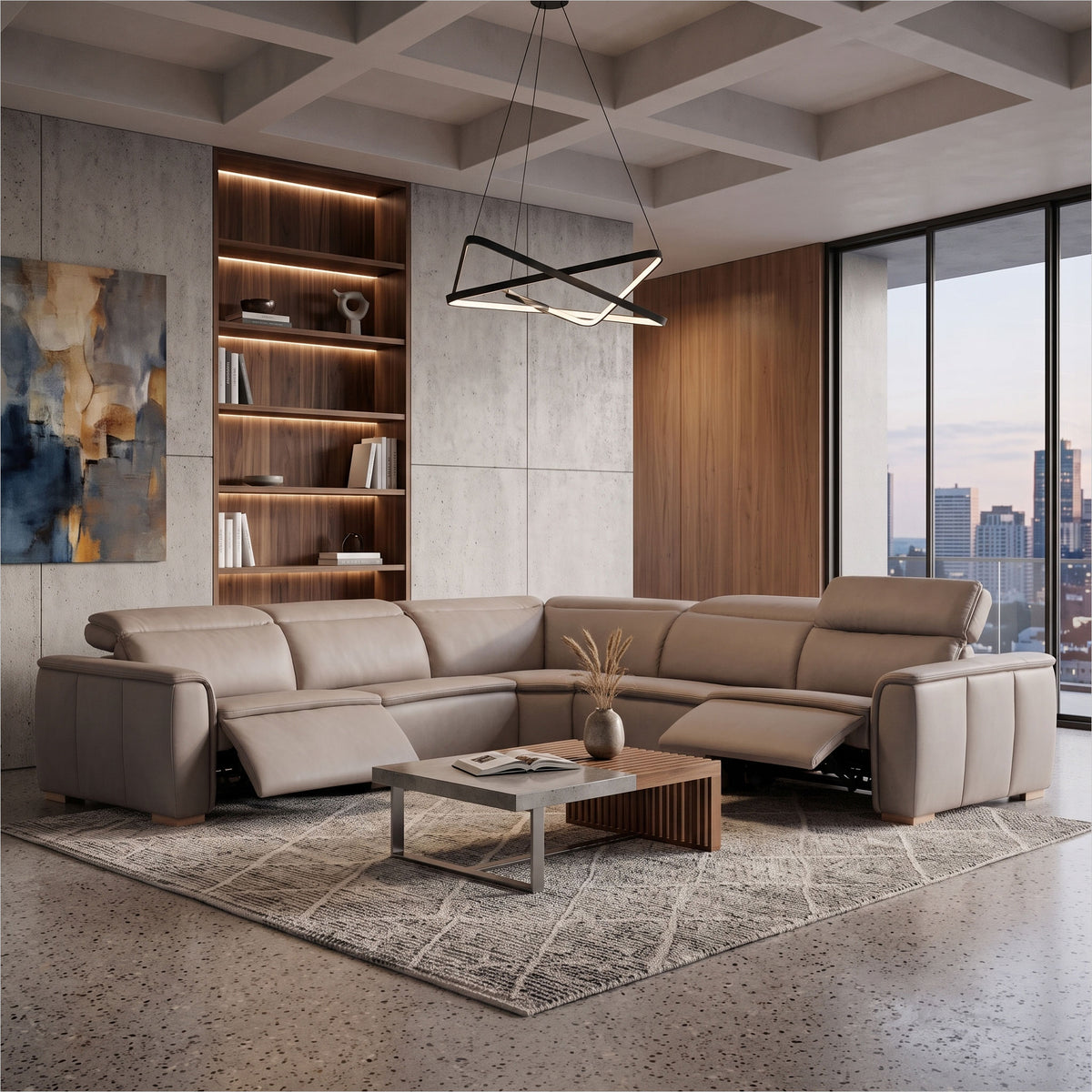 Oscar Sectional - Finch Slate Leather