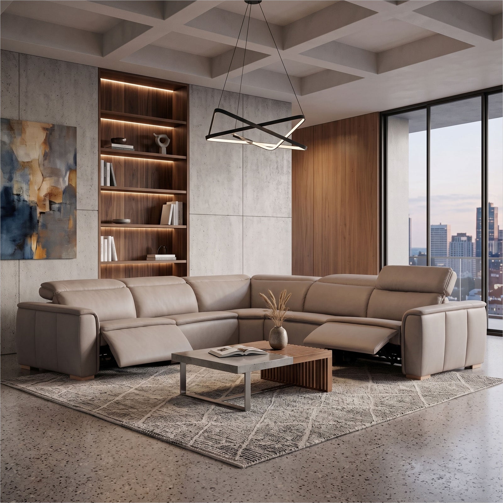 Oscar Sectional - Finch Slate Leather