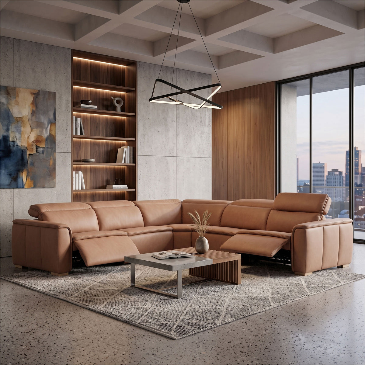 Oscar Sectional - Isla Sienna Leather