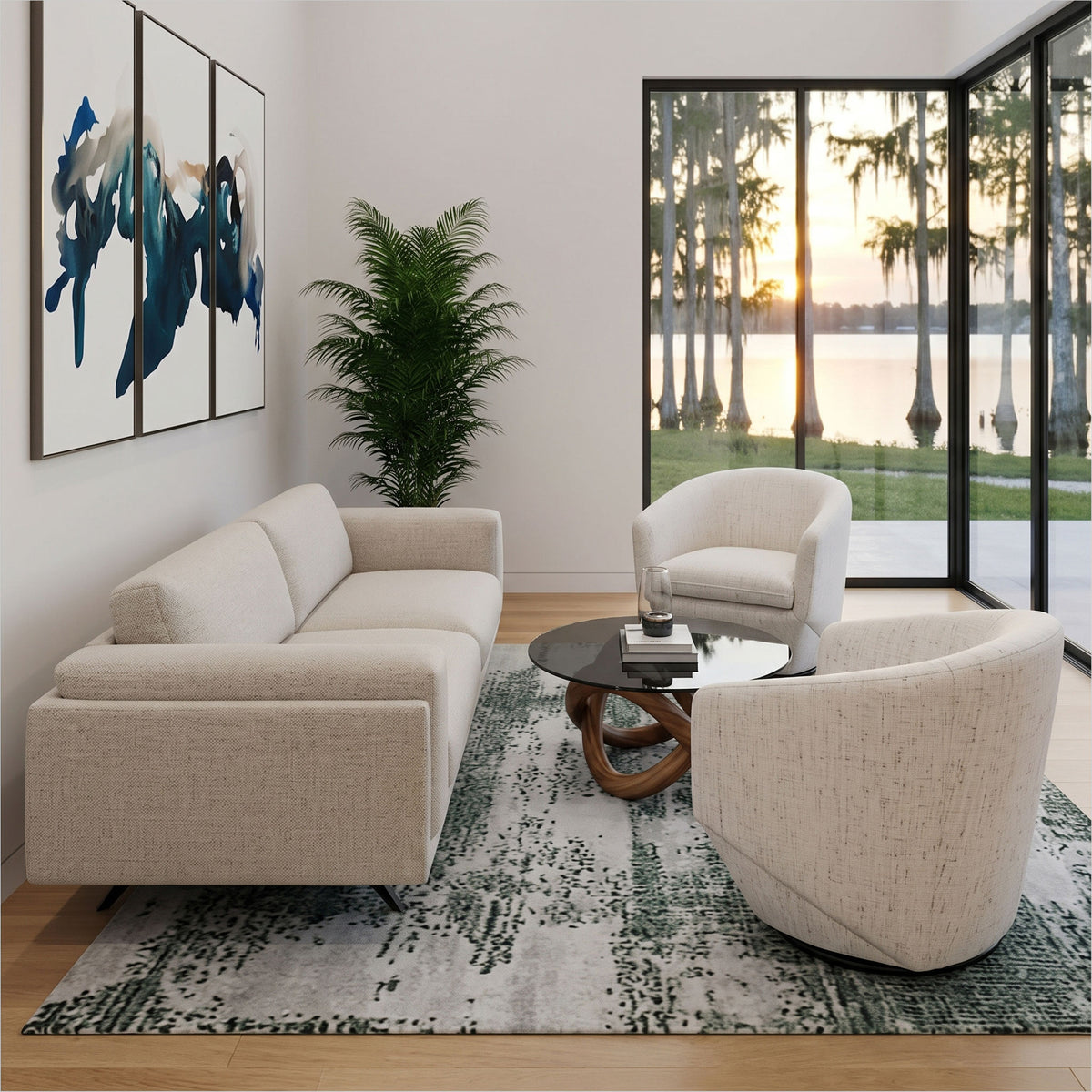 Capri Swivel Chair - Nomad Snow Fabric
