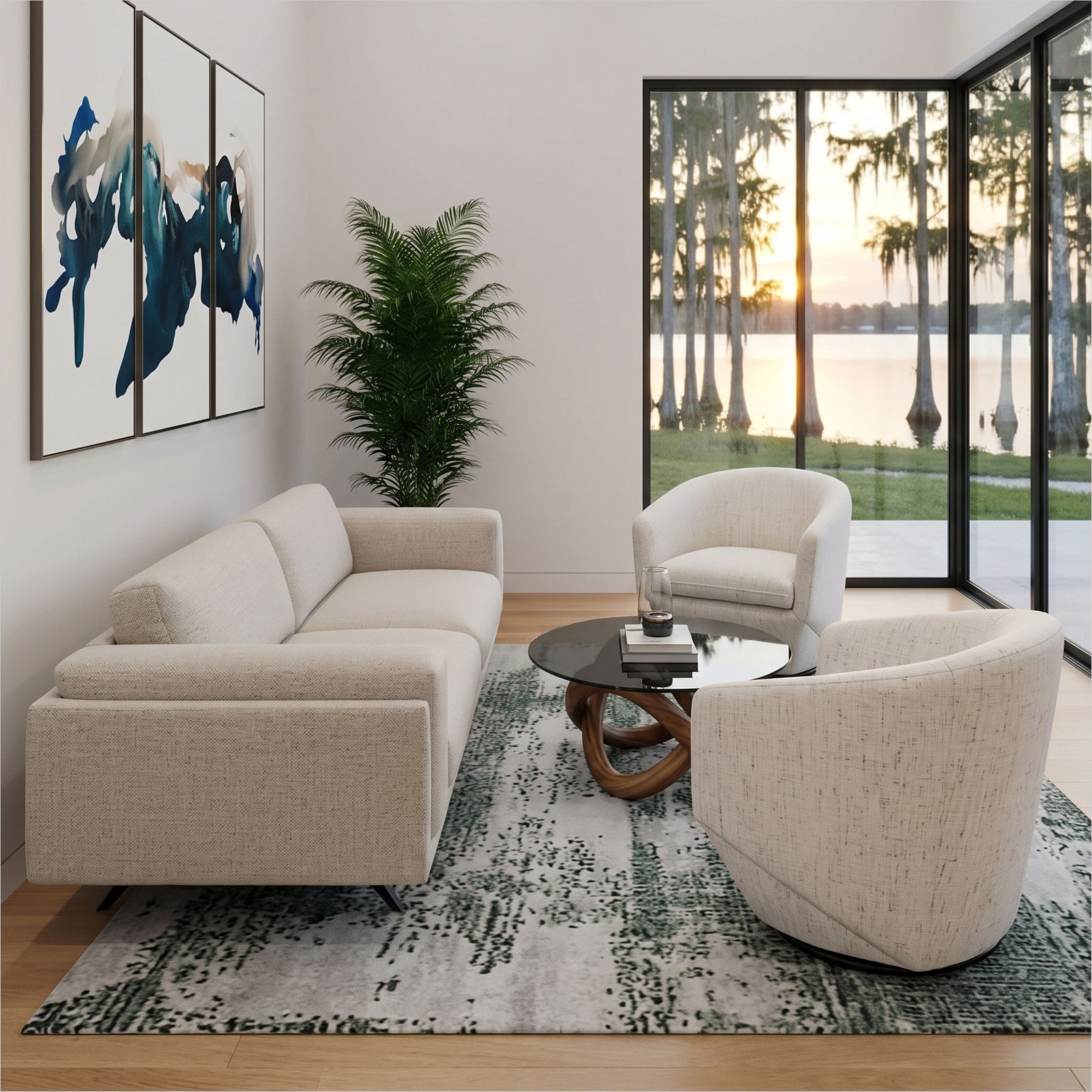 Capri Swivel Chair - Nomad Snow Fabric