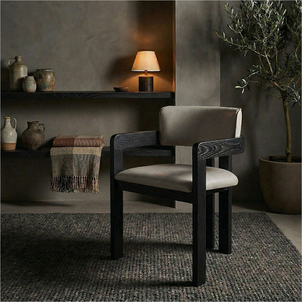 Marco Armchair - Light Stone - Black Oak