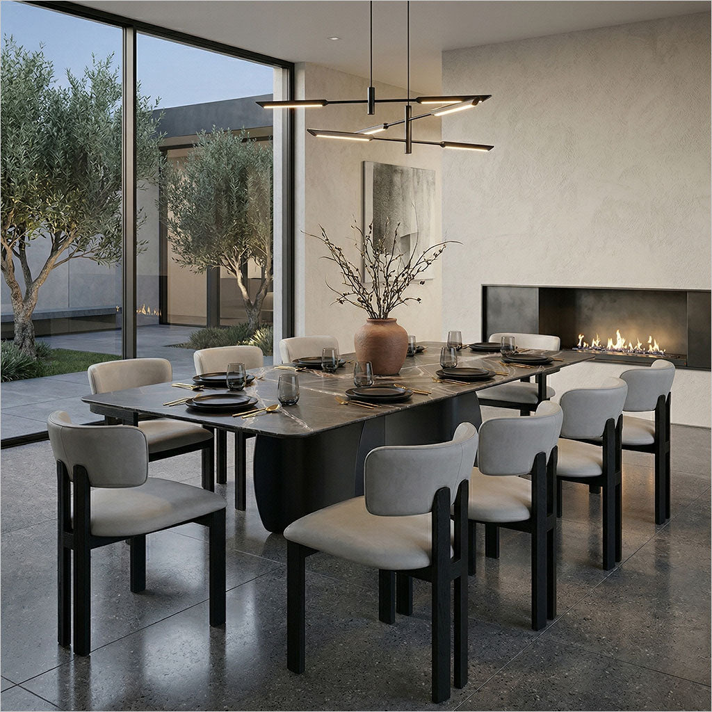 Marco Dining Chair - Light Stone - Black Oak