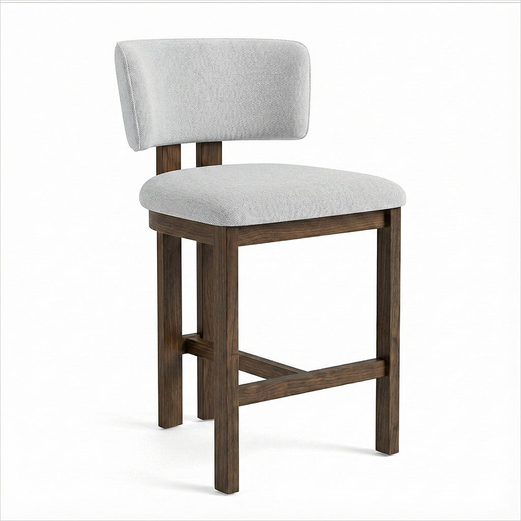 Marco Counter Stool - Beige Fabric - Walnut
