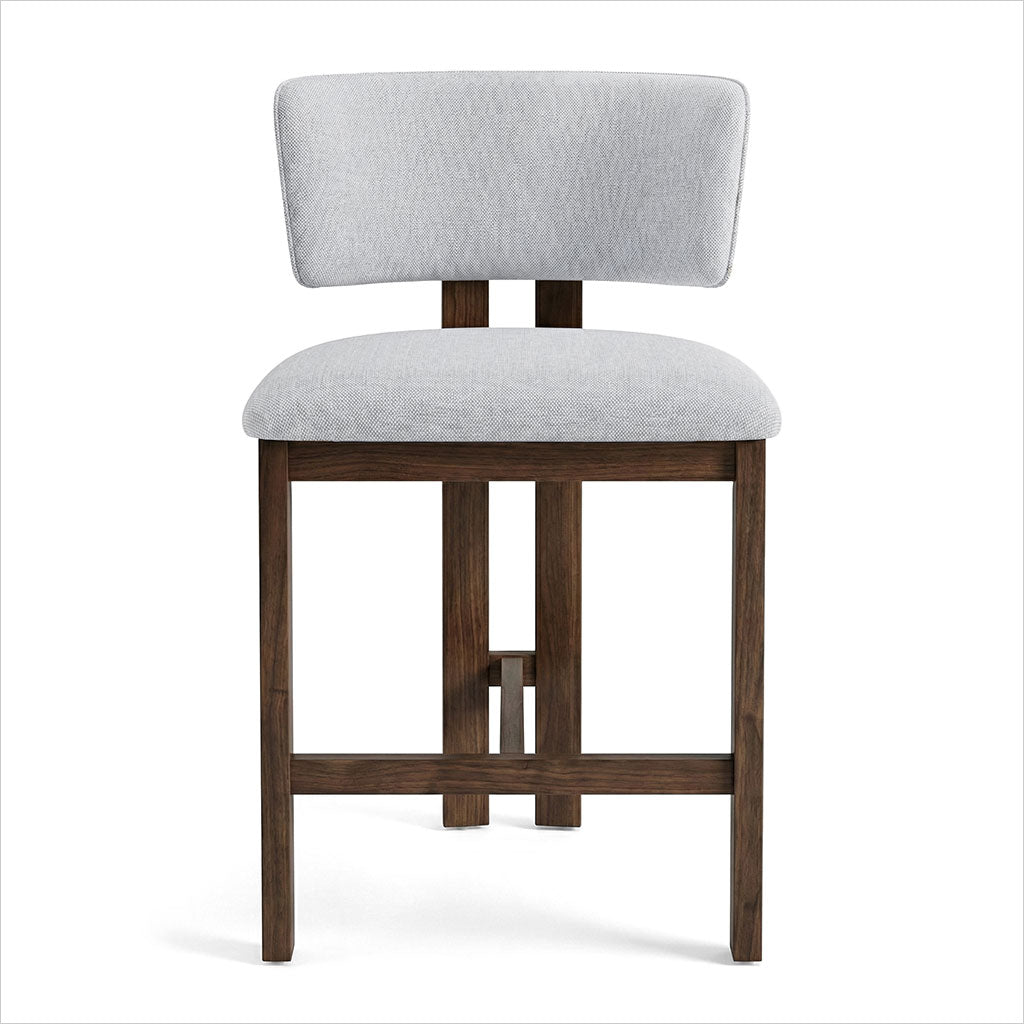 Marco Counter Stool - Beige Fabric - Walnut