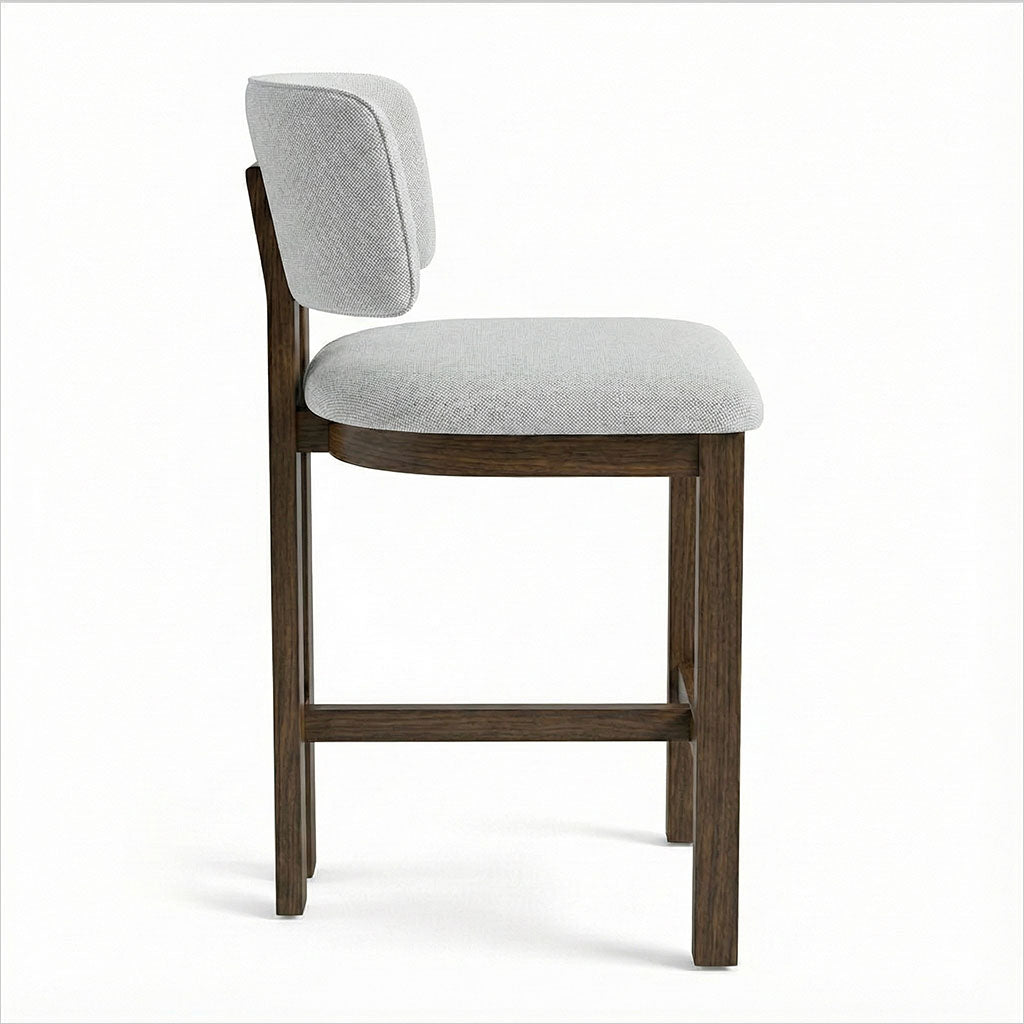 Marco Counter Stool - Beige Fabric - Walnut