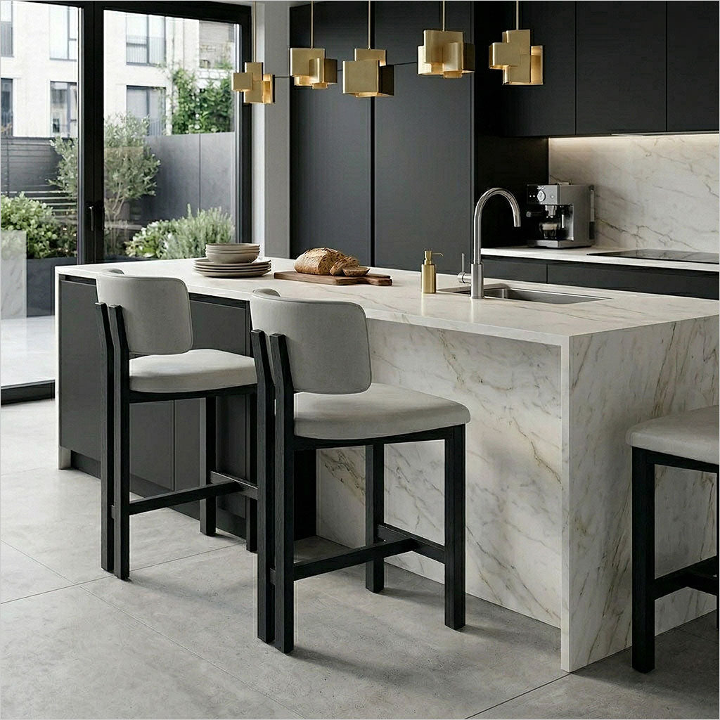 Marco Counter Stool - Light Stone - Black Oak