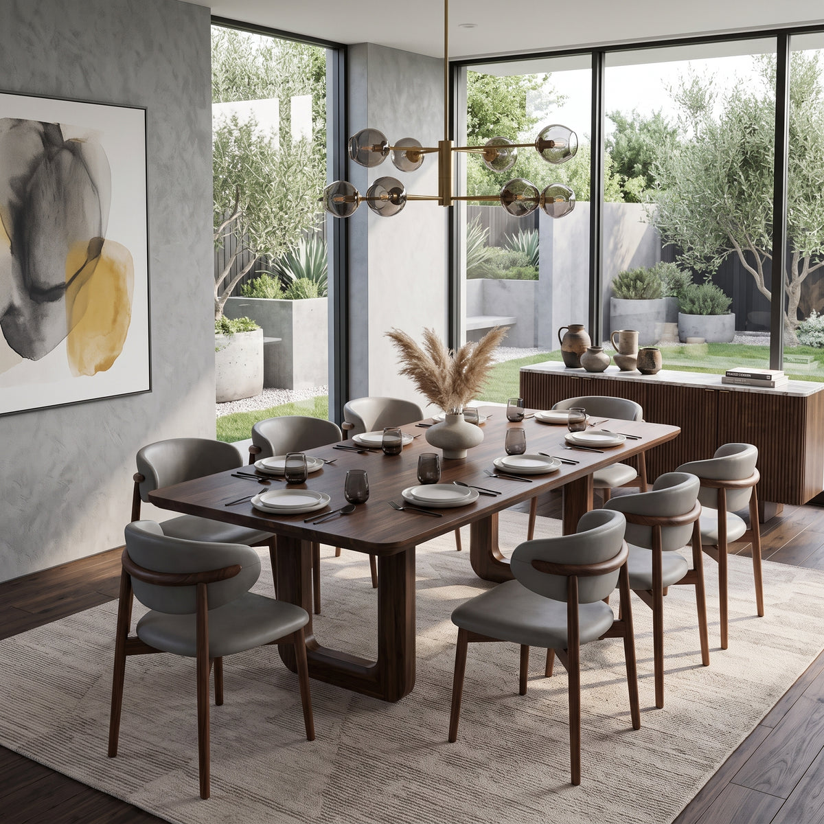 Maria Dining Chair - Light Stone - Walnut