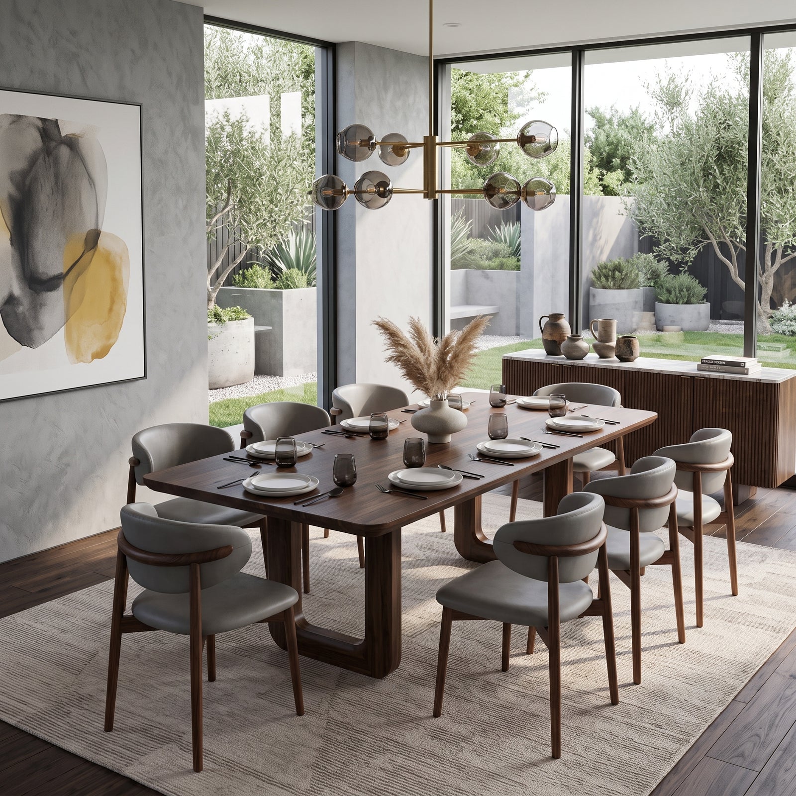 Maria Dining Chair - Light Stone - Walnut
