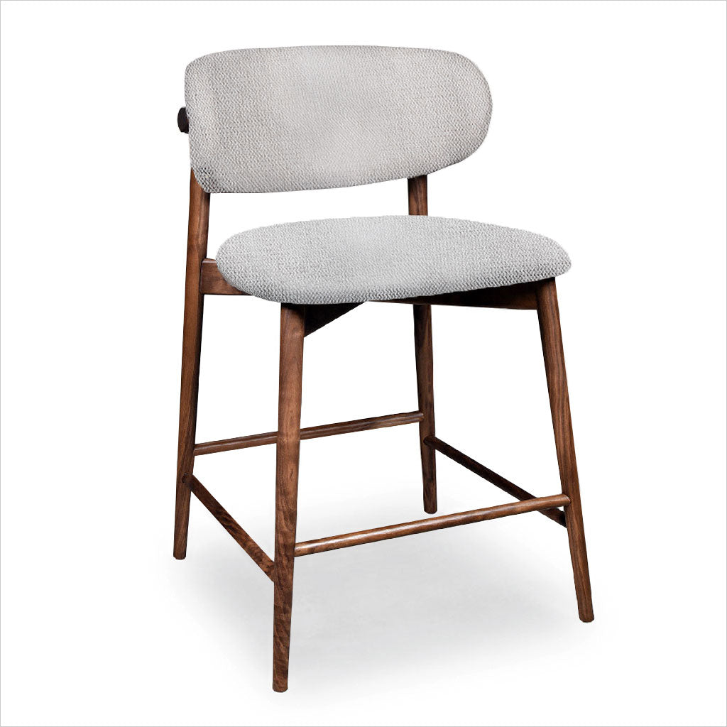 Maria Counter Stool - Beige Fabric - Walnut