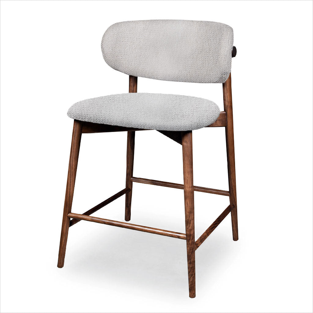 Maria Counter Stool - Beige Fabric - Walnut