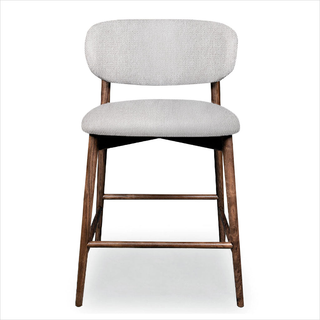 Maria Counter Stool - Beige Fabric - Walnut
