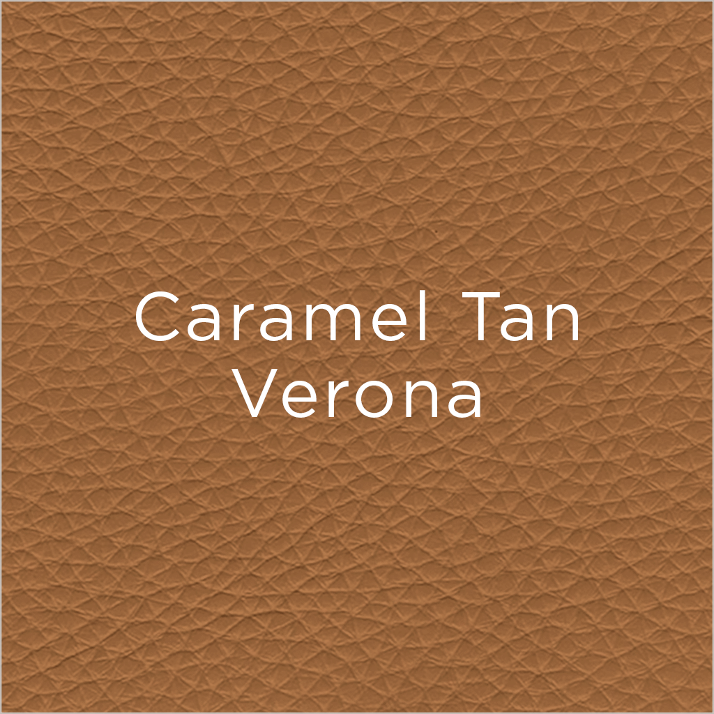 Verona leather swatch in Caramel Tan color 