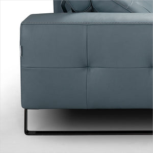 slate blue leather sofa