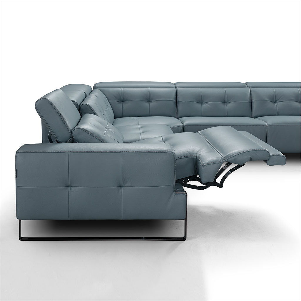 slate blue leather sectional
