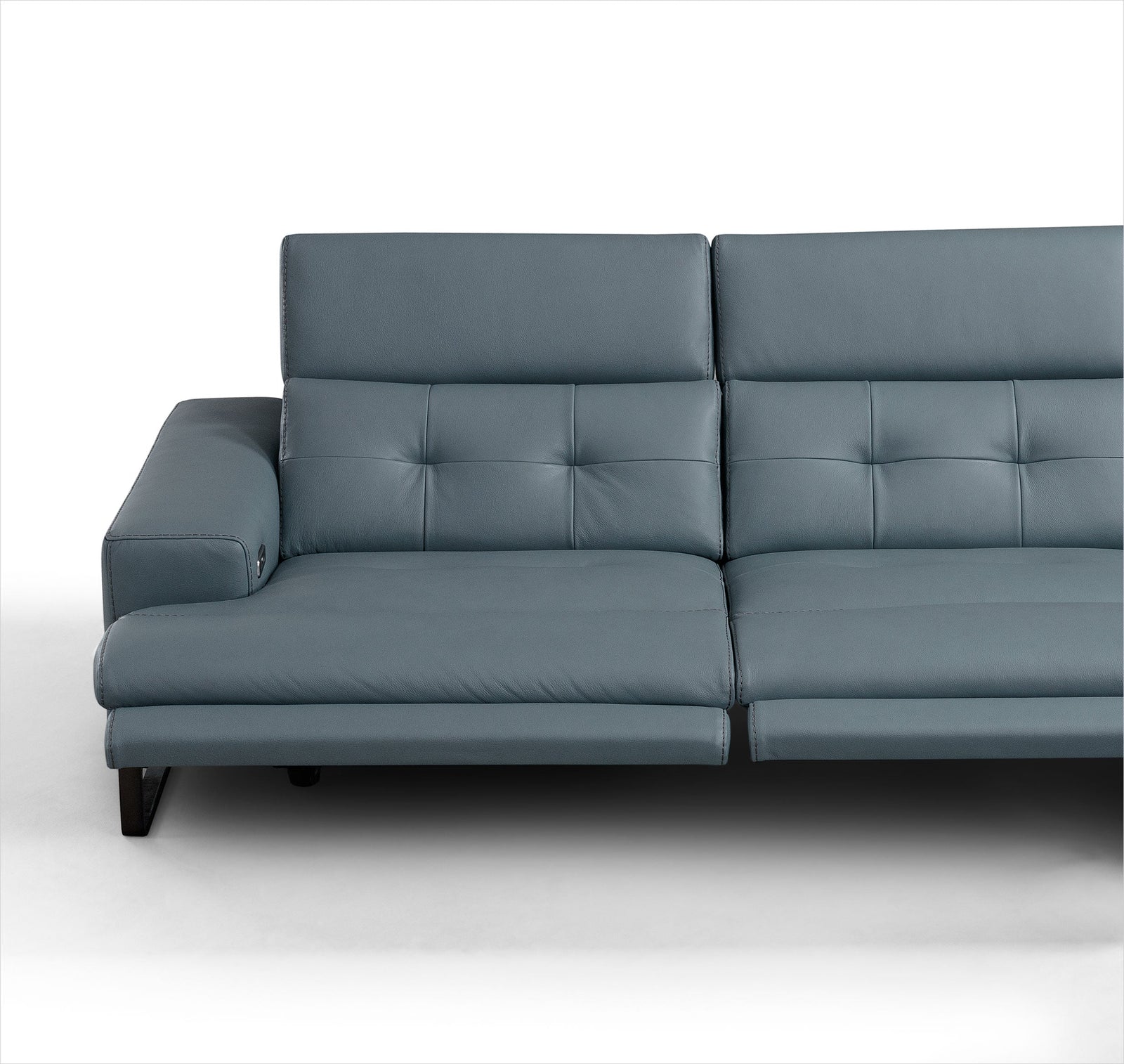slate blue leather sofa