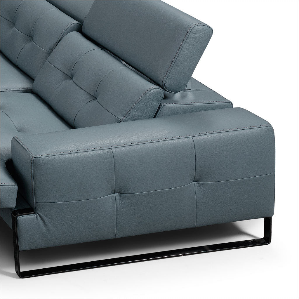 slate blue leather sofa