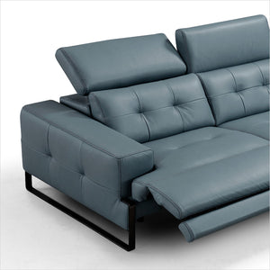 slate blue leather sofa