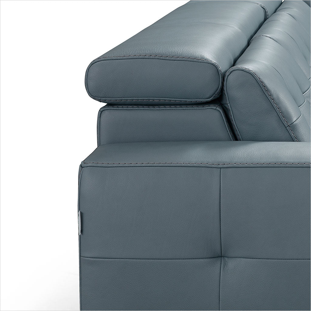slate blue leather sofa