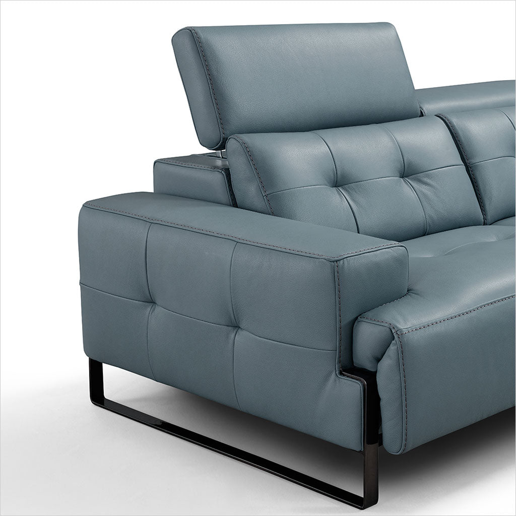 slate blue leather sofa