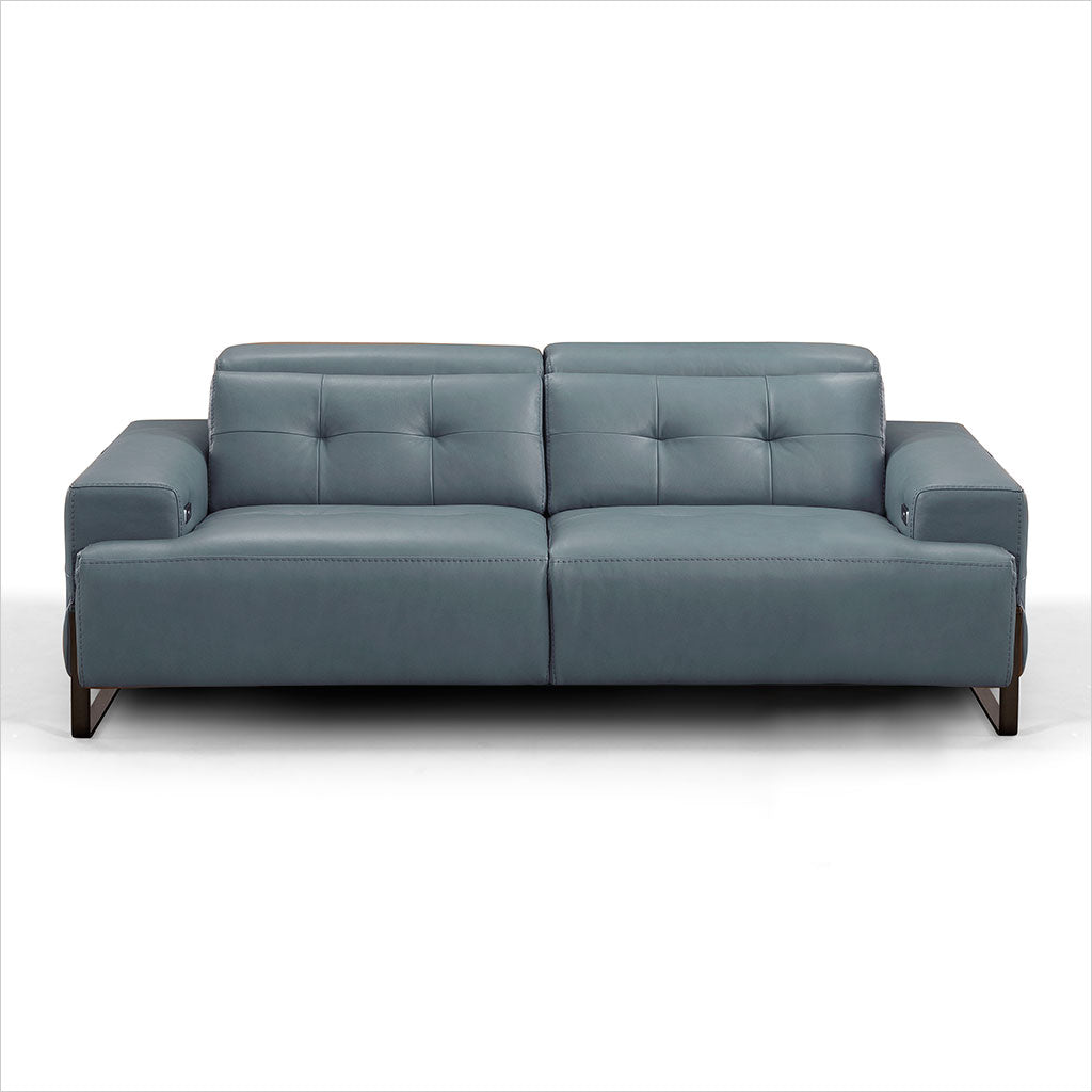 slate blue leather sofa