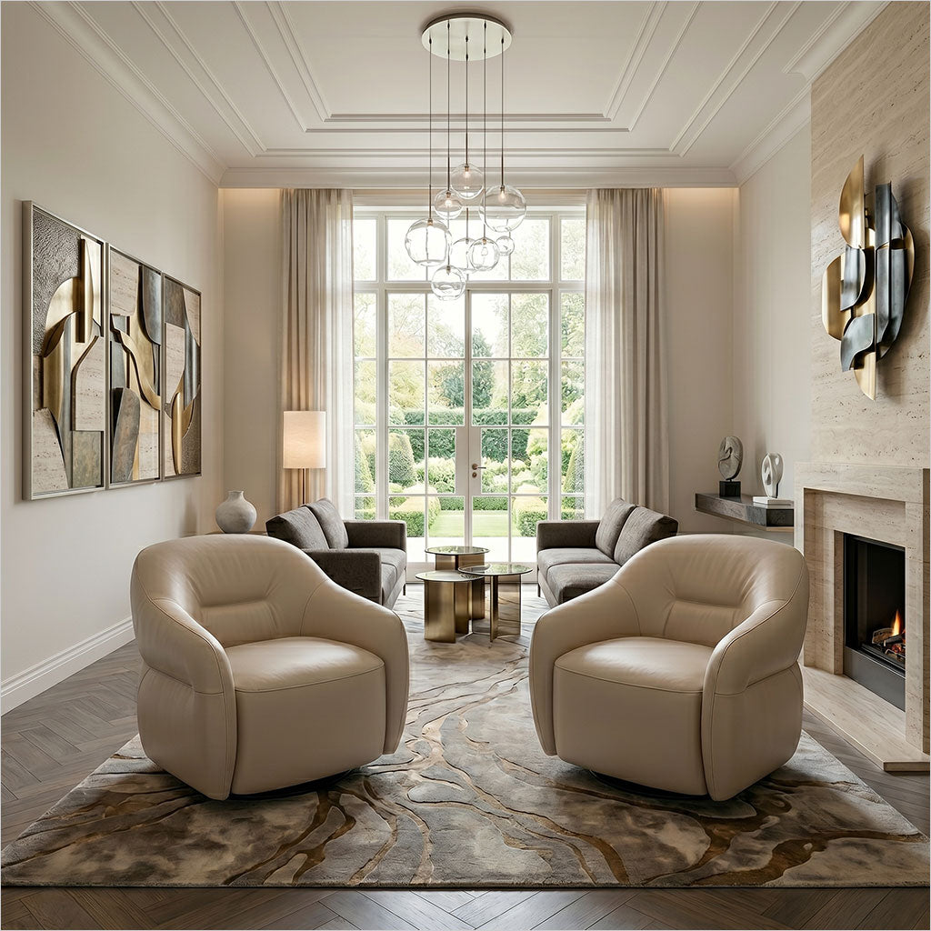 Melia Swivel Chair - Light Beige