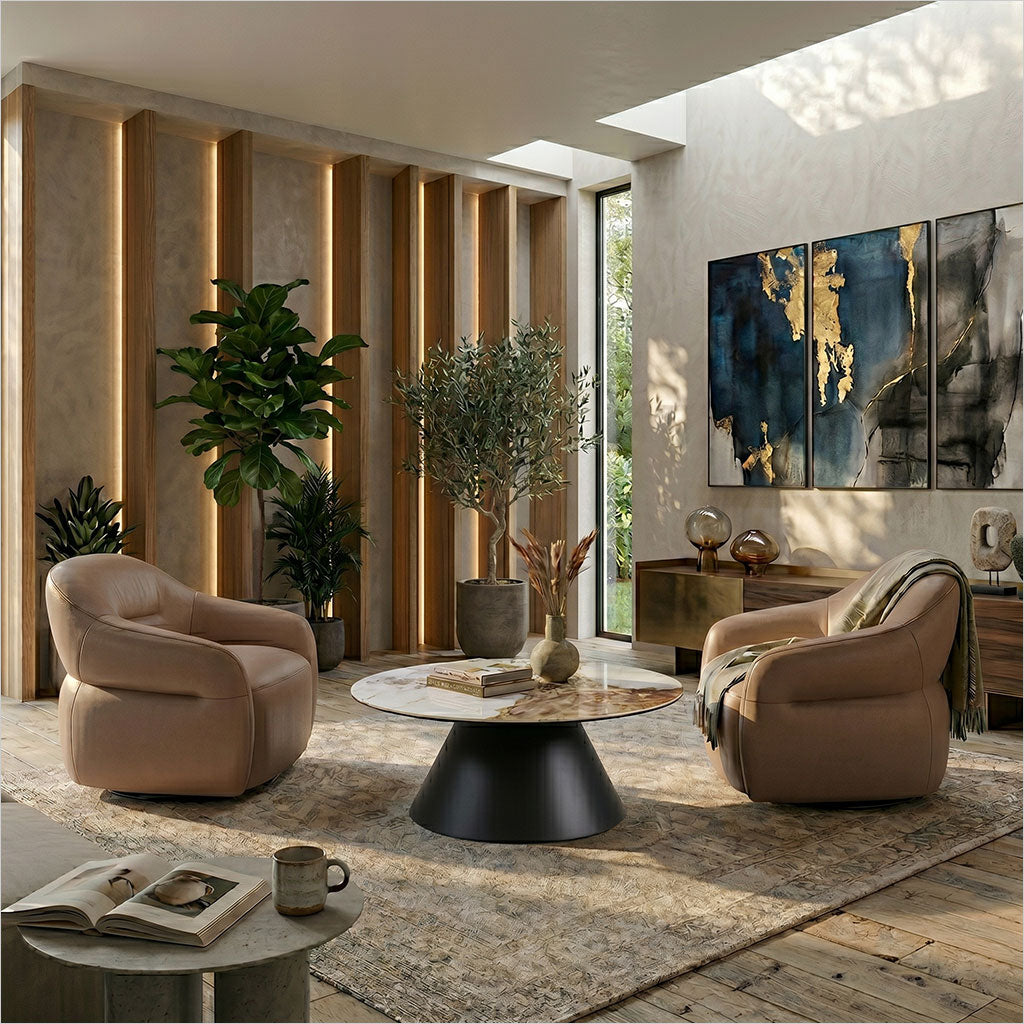 Melia Swivel Chair - Caramel
