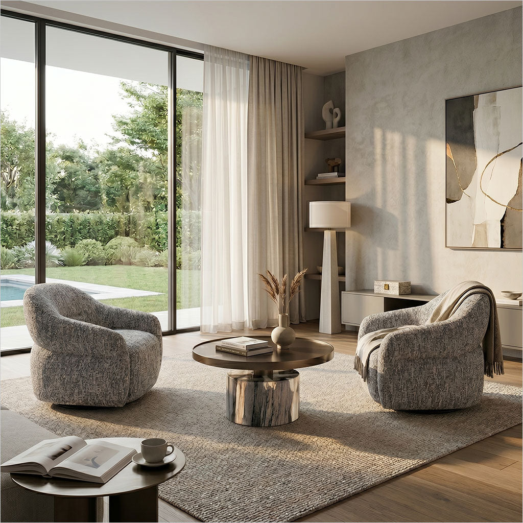 Melia Swivel Chair - Ash Fabric