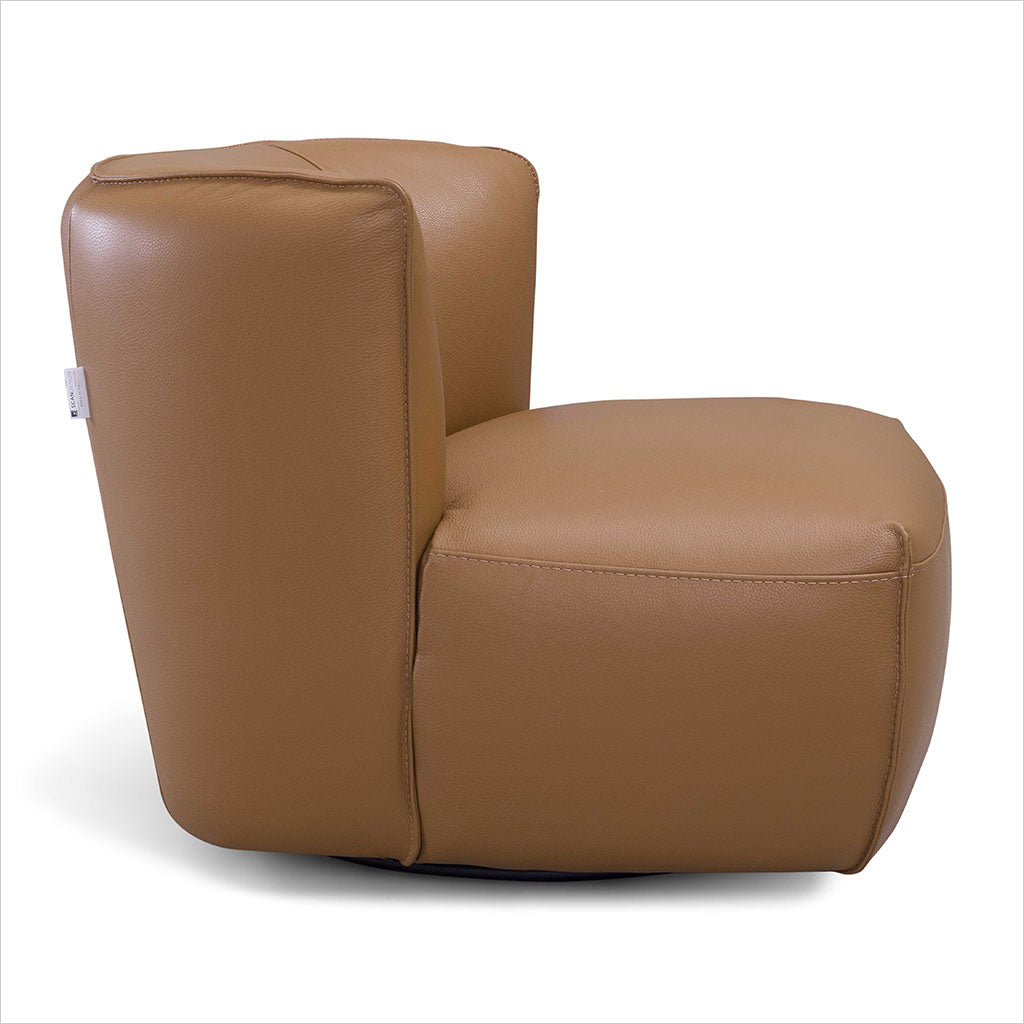 tobacco chair Custer Leather Swivel Introducing the Solo armchair a modern Italian Solo Swivel Chair - Tobacco