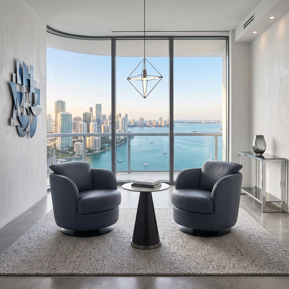 Tamburo Swivel Chair - Dark Blue