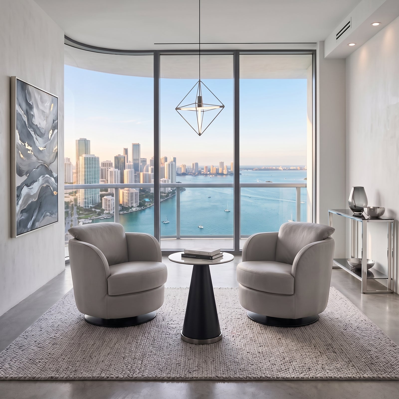 Tamburo Swivel Chair - Light Grey