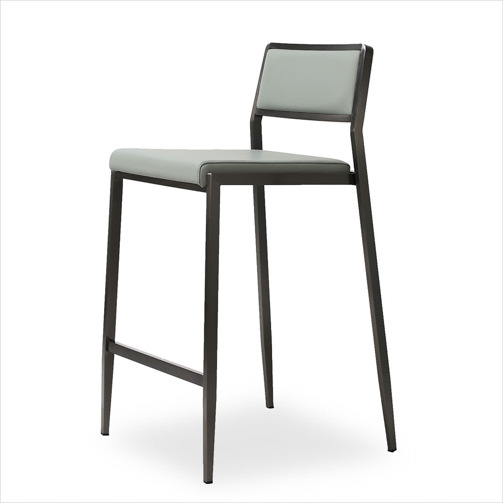 Florence Counter Stool - Grey-Blue w/ Gun Metal