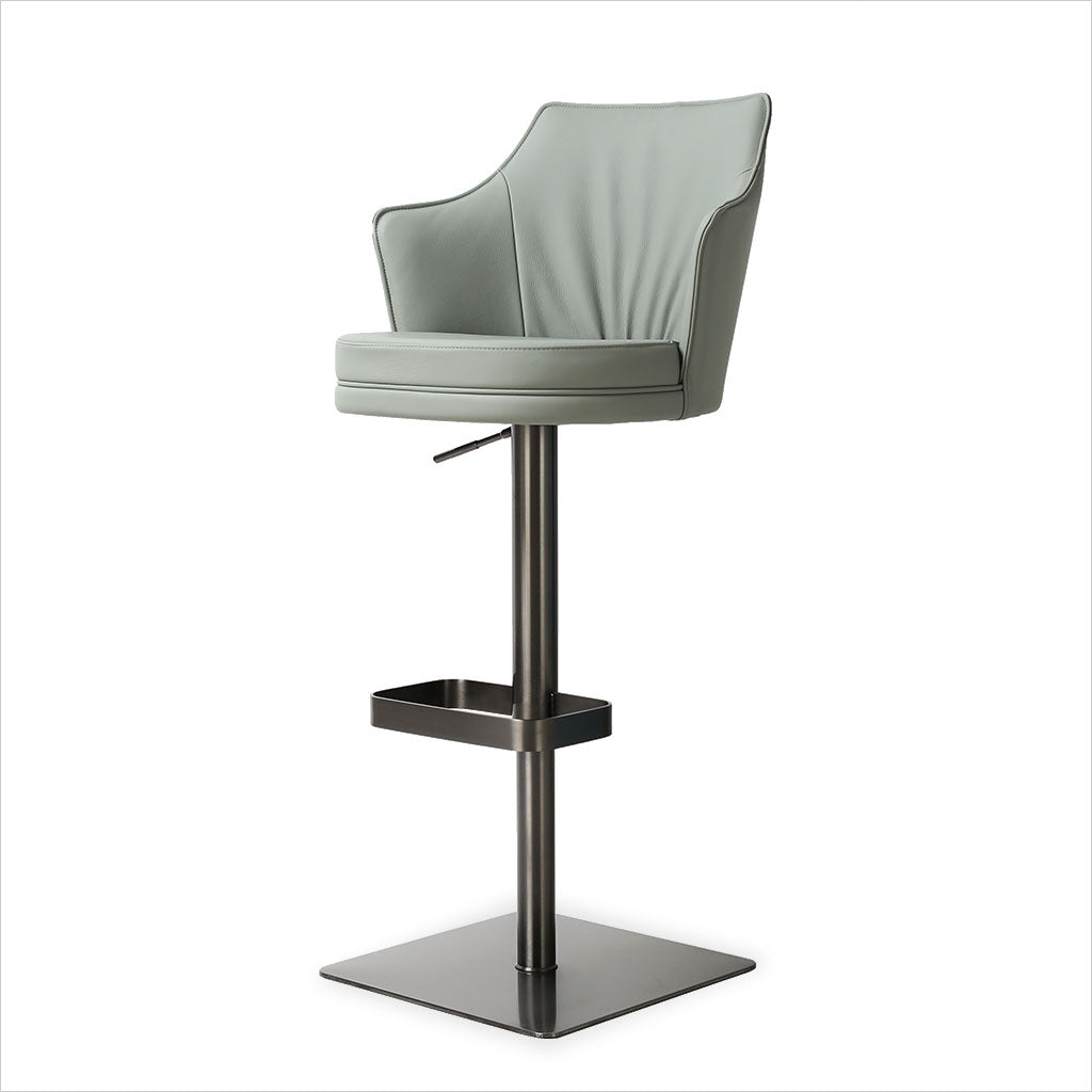 Manta Barstool - Grey-Blue w/ Gun Metal