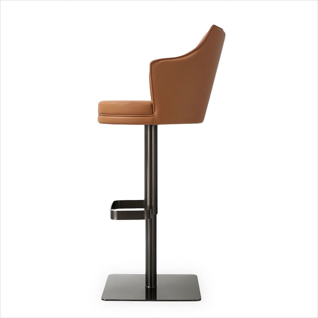 Manta Barstool - Sandy Brown w/ Gun Metal